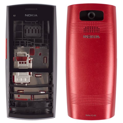 Корпус для Nokia X2 05, High Copy, червоний