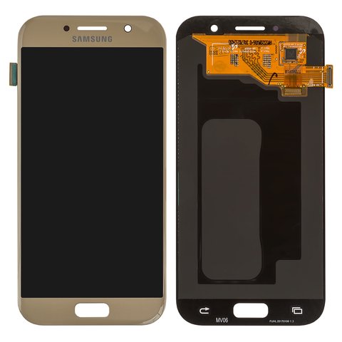 Дисплей для Samsung A520 Galaxy A5 2017 , золотистий, без рамки, Оригінал переклеєне скло 
