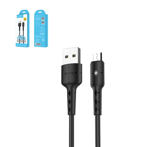 USB кабель Hoco X30, USB тип A, micro USB тип B, 120 см, 2 A, чорний, #6957531091141