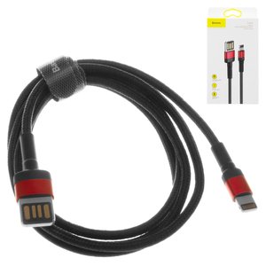 USB кабель Baseus Cafule, USB тип A, Lightning, 100 см, 2,4 А, черный, в нейлоновой оплетке, #CALKLF G91