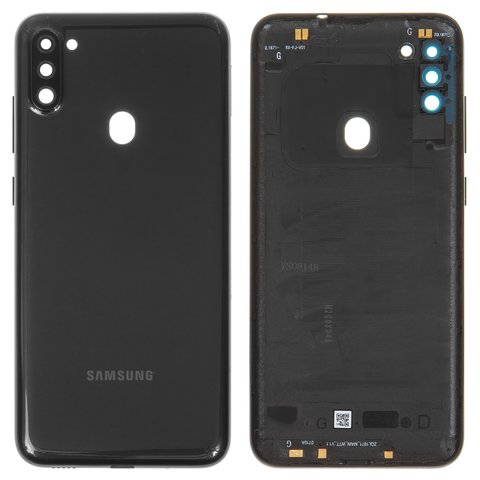Задня панель корпуса для Samsung A115 Galaxy A11, чорна, із склом камери