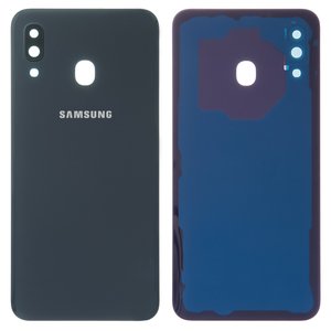 Задняя панель корпуса для Samsung A305F DS Galaxy A30, черная, со стеклом камеры