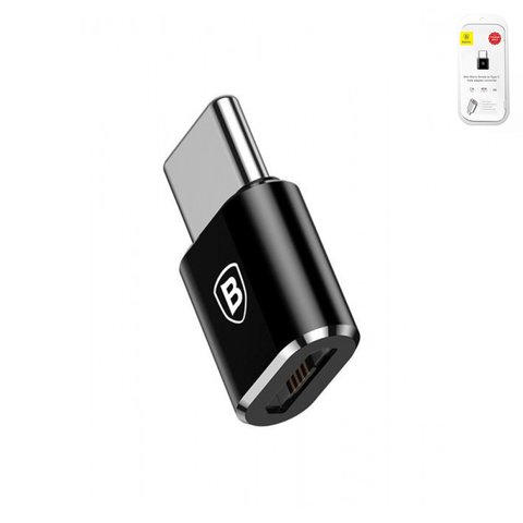 Адаптер Baseus Mini, USB тип C, micro USB тип B, черный, 2,4 А, #CAMOTG 01
