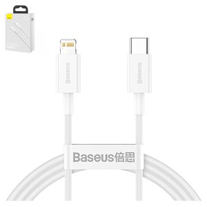 USB кабель Baseus Superior, USB тип C, Lightning, 25 см, 20 Вт, белый, силиконовый, #CATLYS 02