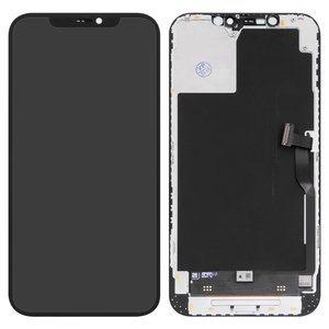 Дисплей для iPhone 12 Pro Max, черный, с рамкой, Оригинал переклеено стекло 