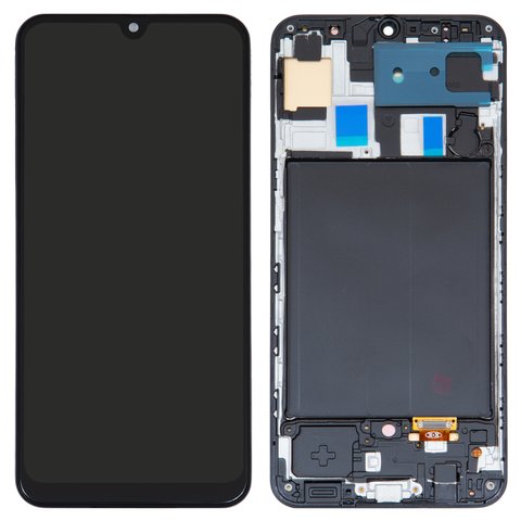 Дисплей для Samsung A505 Galaxy A50, чорний, з рамкою, High Copy, OLED 