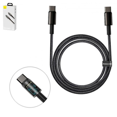 USB кабель Baseus Tungsten Gold, 2xUSB тип C, 200 см, 100 Вт, чорний, #CATWJ A01