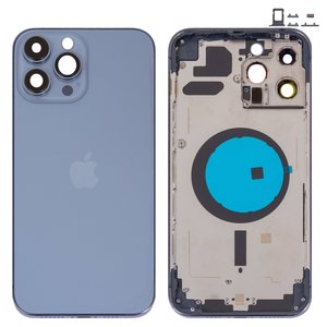 Корпус для iPhone 13 Pro Max, синій, з тримачем SIM карти, з боковими кнопками, sierra blue