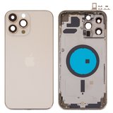 Корпус для iPhone 13 Pro Max, золотистый, с держателем SIM-карты, с боковыми кнопками, gold