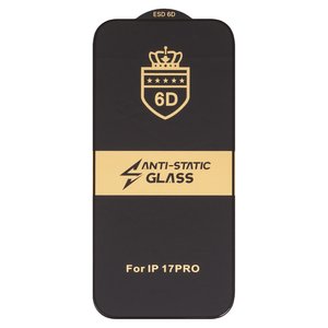Захисне скло ESD 6D для Apple iPhone 17 Pro, сумісне з чохлом, Full Glue, Anti Static, без упаковки , чорний