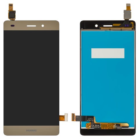 Pantalla LCD puede usarse con Huawei P8 Lite ALE L21 , dorado, Logo Huawei, sin marco, Original PRC 