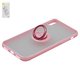 Case Baseus compatible with Apple iPhone X, iPhone XS, (pink, with ring holder, matt, plastic) #WIAPIPH58-YD04