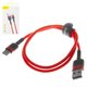 USB Cable Baseus Cafule, (USB type-A, USB type C, 50 cm, 3 A, red) #CATKLF-A09
