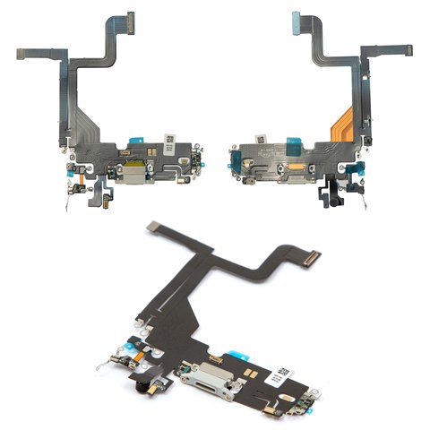 Flat Cable compatible with iPhone 13 Pro, charge connector, gray, with microphone, with components, HC, Lightning 