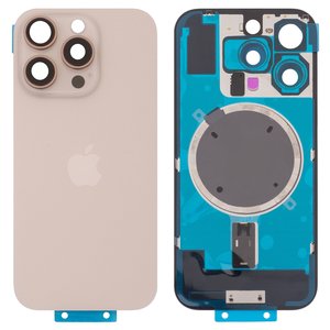 Housing Back Cover compatible with iPhone 16 Pro, white and gold, with camera lens, Original PRC , desert titanium 