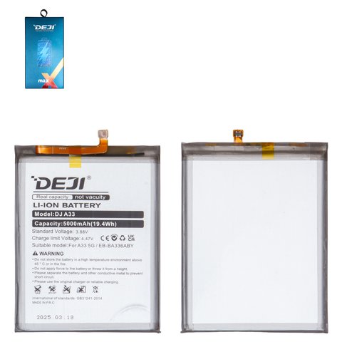 Battery Deji EB BA546ABY compatible with Samsung A256 Galaxy A25, A346 Galaxy A34 5G, A546 Galaxy A54 5G, Li Polymer, 3.88 V, 5000 mAh 