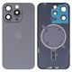 Housing Back Cover compatible with iPhone 15 Pro, (gray, with camera lens, HC, natural titanium)
