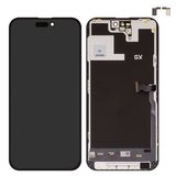 Pantalla LCD puede usarse con iPhone 14 Pro Max, negro, con marco, HC, sin microchip, (AMOLED), GX OEM soft, 120Hz