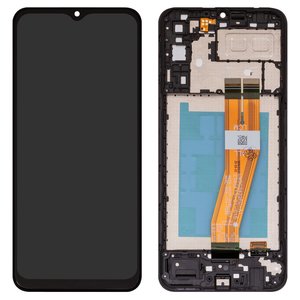 LCD compatible with Samsung A042 Galaxy A04e, black, with frame, High Copy 