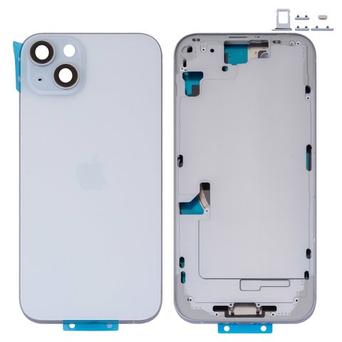 Carcasa puede usarse con iPhone 15 Plus, azul claro, con botones laterales,  con sujetador de tarjeta SIM, Original PRC , EU version