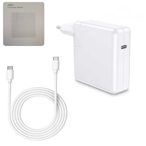 Mains Charger compatible with Apple, 61 W, Power Delivery PD , white, with cable USB type C to USB type C 