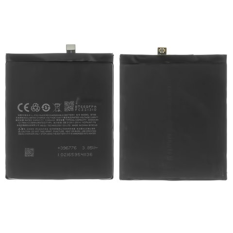 Battery BT66 compatible with Meizu Pro 6 Plus, Li Polymer, 3.85 V, 3400 mAh 