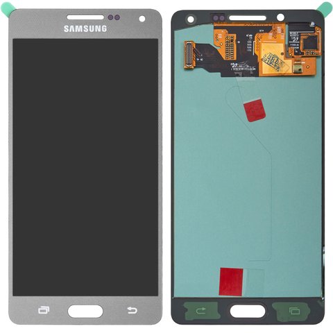 LCD compatible with Samsung A500 Galaxy A5, silver, without frame, original change glass 