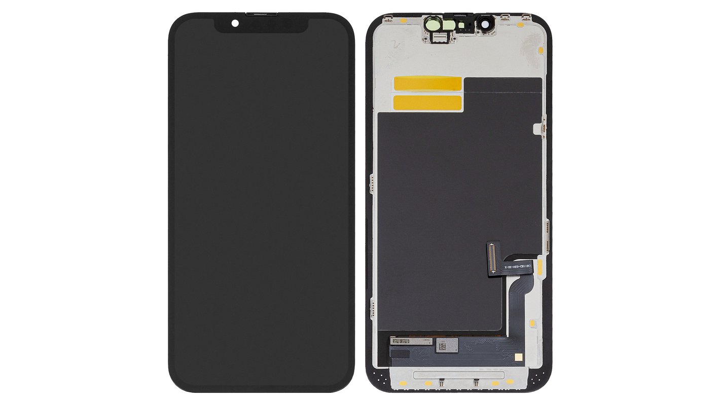 LCD compatible with iPhone 13, (black, with frame, HC, (OLED), SL