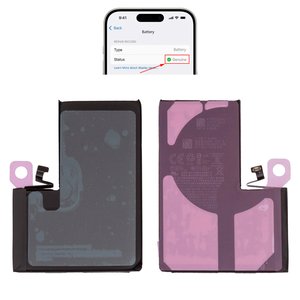 Battery compatible with iPhone 14 Pro Max, Li ion, 3.86 V, 4860 mAh, High Capacity, without error "Unknown Part", A2830 , genuine IC 
