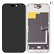 LCD compatible with iPhone 15 Pro, (black, with frame, HC, without IC, (AMOLED), DD-OLED soft, 120Hz)