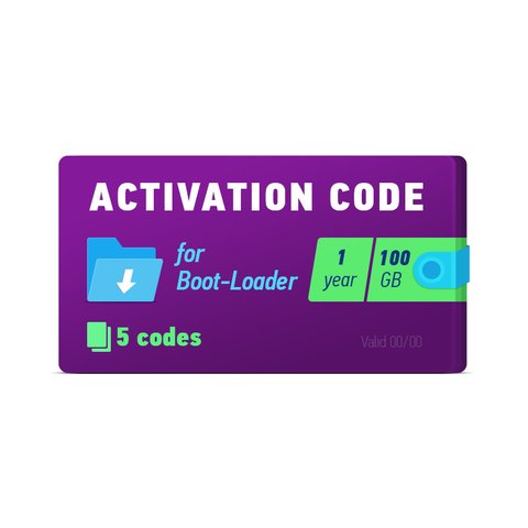 Boot Loader 2.0 Código de activación 1 año, 5 códigos x 100 GB 
