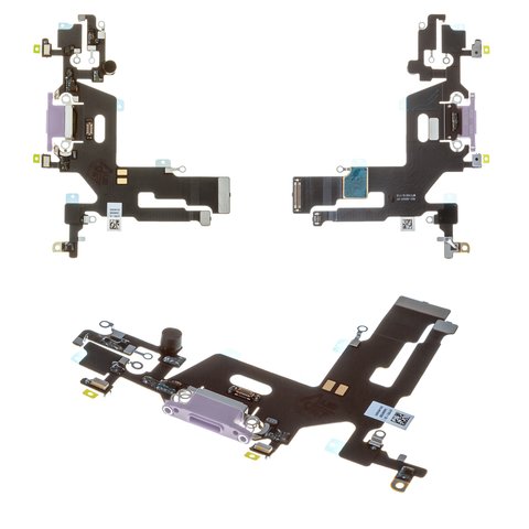 Cable flex puede usarse con Apple iPhone 11, del conector de carga, del conector de auriculares, morado, con micrófono