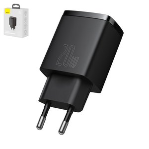 Adaptador de red Baseus Compact, 20 W, Quick Charge, negro, 2 puertos, #CCXJ B01