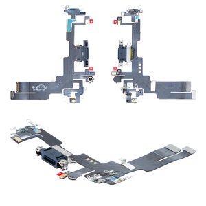 Cable flex puede usarse con iPhone 14, del conector de carga, negro, con micrófono, con componentes, HC