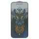 Vidrio de protección templado iNobi Amulet puede usarse con Apple iPhone 16 Pro, Full Glue, Anti-Static, negro, capa de adhesivo se extiende sobre toda la superficie del vidrio