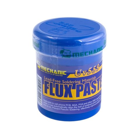 Fundente en pasta Mechanic UV 559, libre de halógeno, actividad media, 100 g