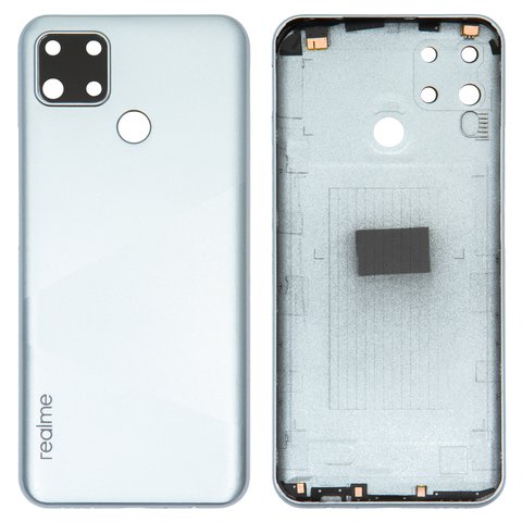 Panel trasero de carcasa puede usarse con Realme C12, gris, con vidrio de cámara