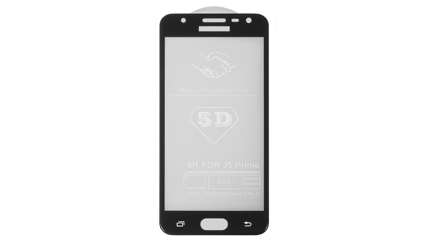 Защитное стекло All Spares для Samsung G570 Galaxy On5 (2016), G570F/DS  Galaxy J5 Prime, 5D Full Glue, черный, cлой клея нанесен по всей  поверхности - GsmServer