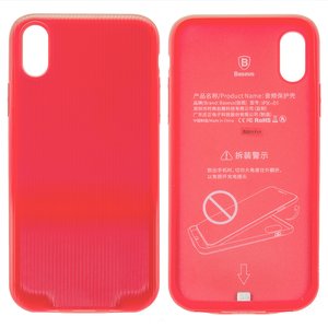 Чехол Baseus для iPhone X, красный, с адаптером Lightning to Dual Lightning 2 в1, #WIAPIPHX VI09