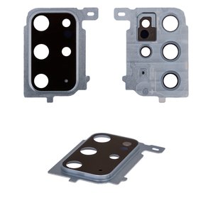 Скло камери для Samsung G985 Galaxy S20 Plus, блакитне, з рамкою, cloud blue