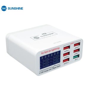Мережевий зарядний пристрій Sunshine SS 304Q, 40 Вт, Quick Charge, Fast Charge, 6 портів