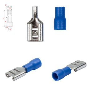 Конектор плоский FDD1.25 250, "мама", 7,4 мм, 0,5 1,5 мм², з частковою ізоляцією, синій, 10 шт.