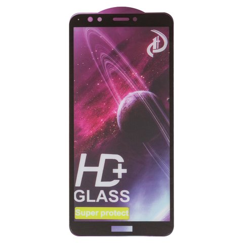 Захисне скло All Spares для Huawei Honor 7C Pro 5,99", Y7 2018 , Y7 Prime 2018 , сумісне з чохлом, Full Glue, чорний, шар клею нанесений по всій поверхні