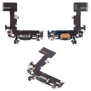 Шлейф для iPhone 13, коннектора зарядки, зеленый, с микрофоном, HC