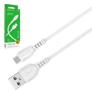 USB кабель Borofone BX51, USB тип A, micro USB тип B, 100 см, 2 A, білий, #6931474743923
