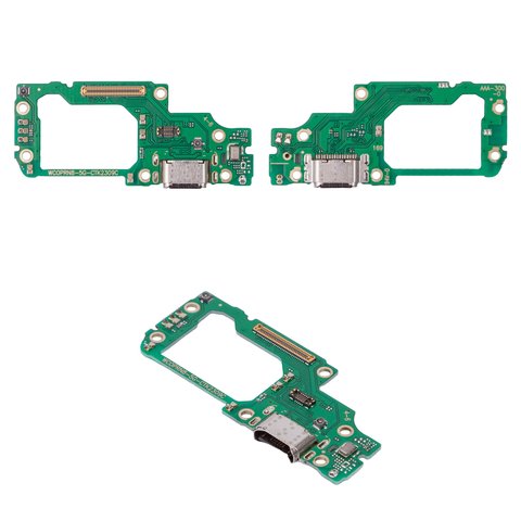 Шлейф для Oppo Reno 8 5G, конектора зарядки, з мікрофоном, з компонентами, Сopy, плата зарядки