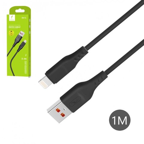USB кабель SkyDolphin S61L, USB тип A, Lightning, 100 см, 2,4 А, черный