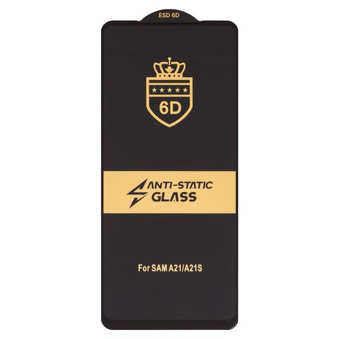 Защитное стекло ESD 6D для Samsung A215 Galaxy A21, A217 Galaxy A21s, совместимо с чехлом, Full Glue, Anti Static, без упаковки , черный